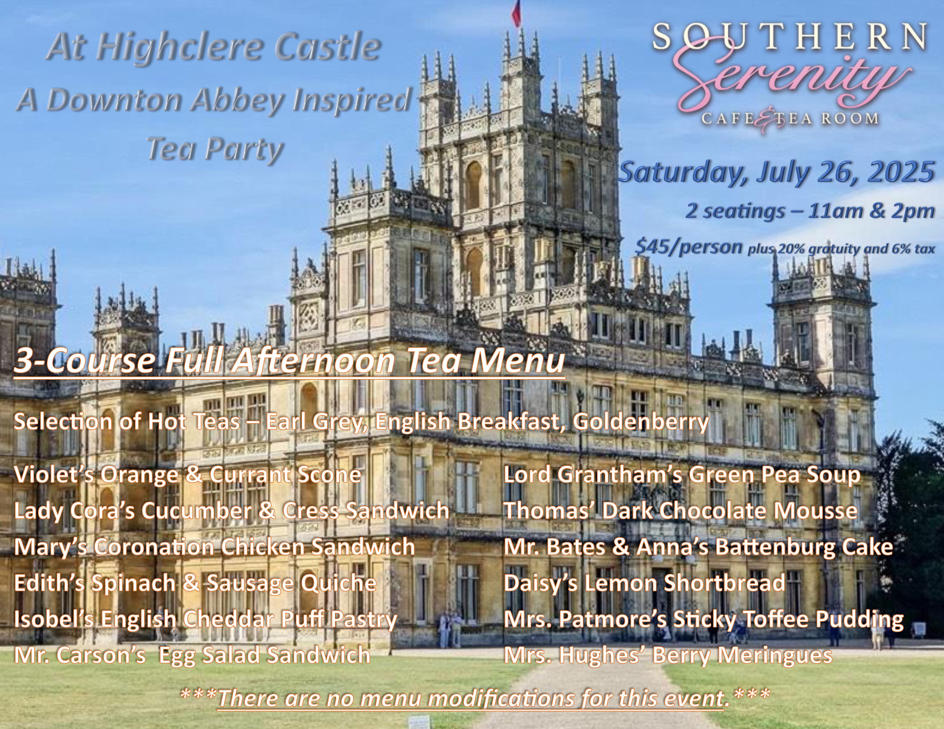 At Highclere Castle - A Downton Abbey Inspired Tea Event Menu 2025